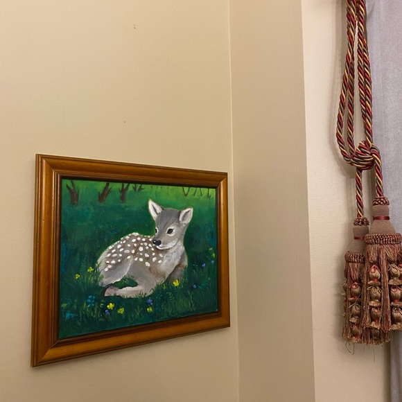 Original Fawn Painting with Solid Wooden Frame - Picture 2 of 5